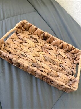 Woven Natural Seagrass Handled Tray - Rustic Basket
